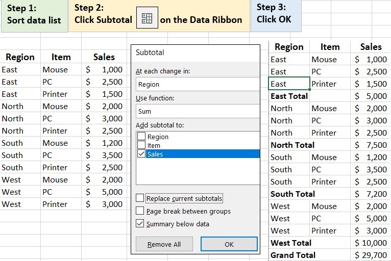 Subtotal excel как пользоваться